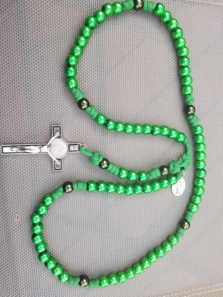 FOR THE IMMACULATE HEART TRIUMPH A Rare Durable Colorized Green Scapular catholic necklace