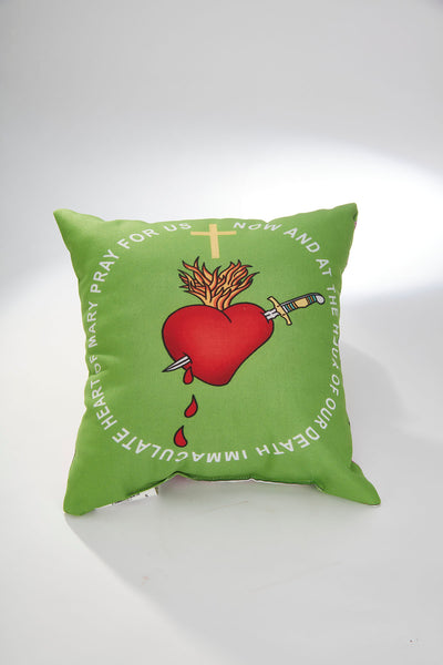 FOR THE IMMACULATE HEART TRIUMPH Immaculate Heart Hug Green Scapular Pillow 14 x 14 with green scapular as well