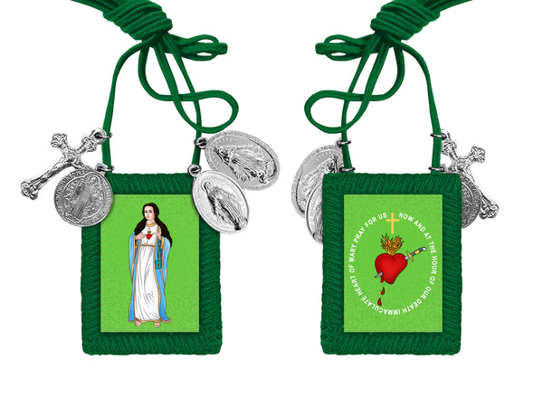 The Green scapular in color pack of 100 (SAVE $1000)