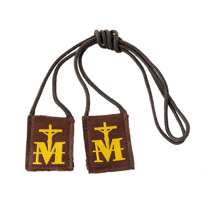 Premium Brown Scapular, Brown & Gold