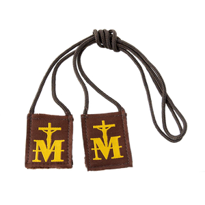 Premium Brown Scapular, Brown & Gold